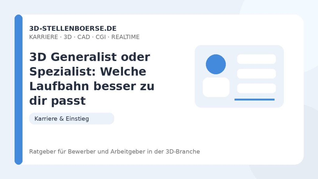 3D Generalist oder Spezialist: Welche Laufbahn besser zu dir passt – Beitragsbild auf 3d-stellenboerse.de